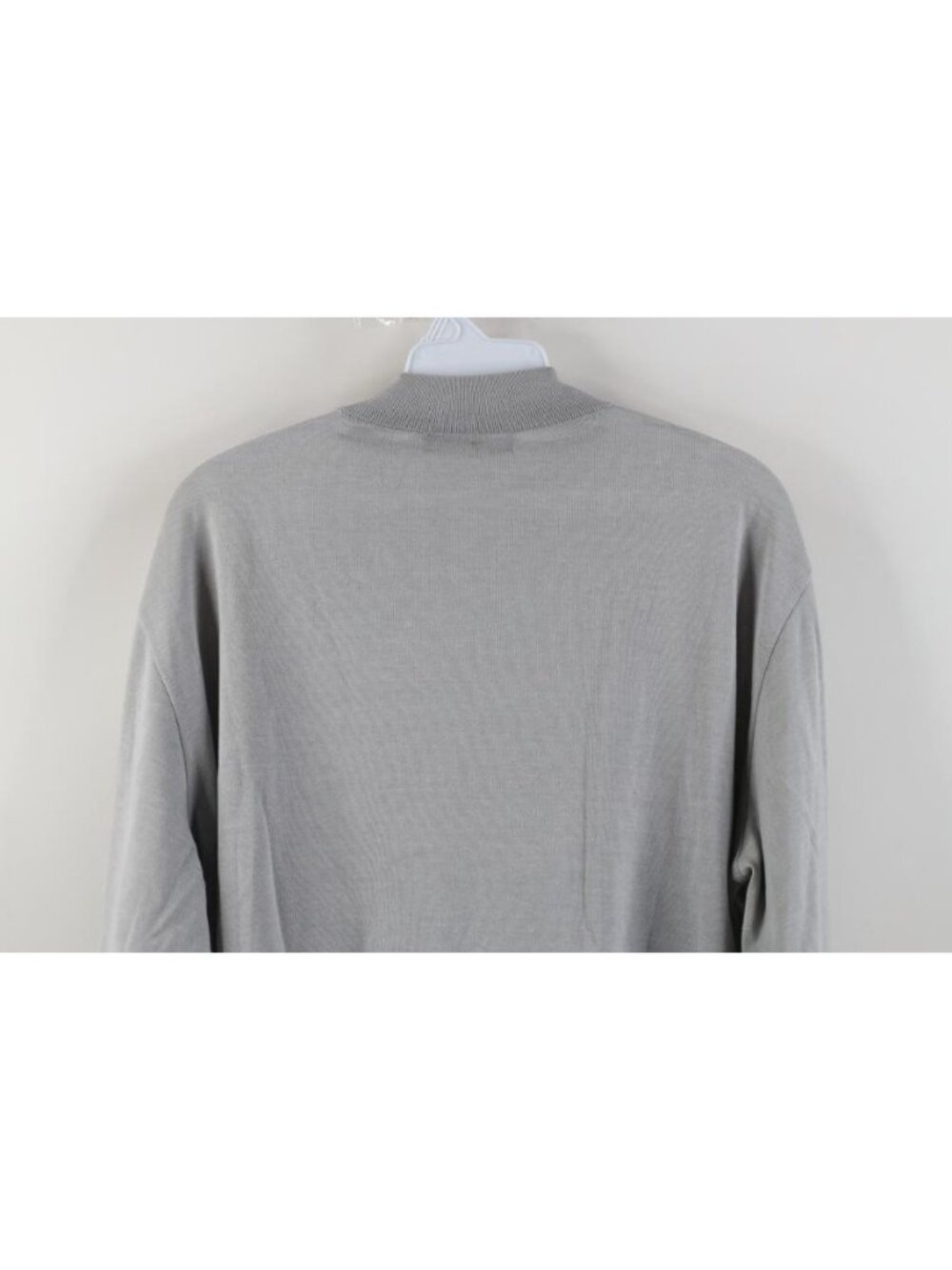 Vtg 90s St Croix Mens Large Blank Knit Mock Neck Lightweight Sweater Lt Gray USA - Picture 8 of 9